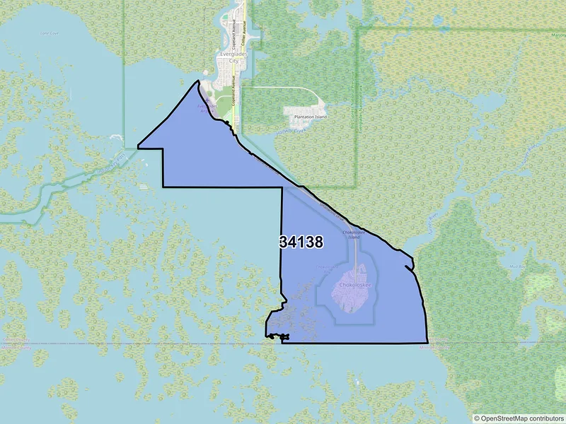Map of Chokoloskee, Florida and ZIP codes