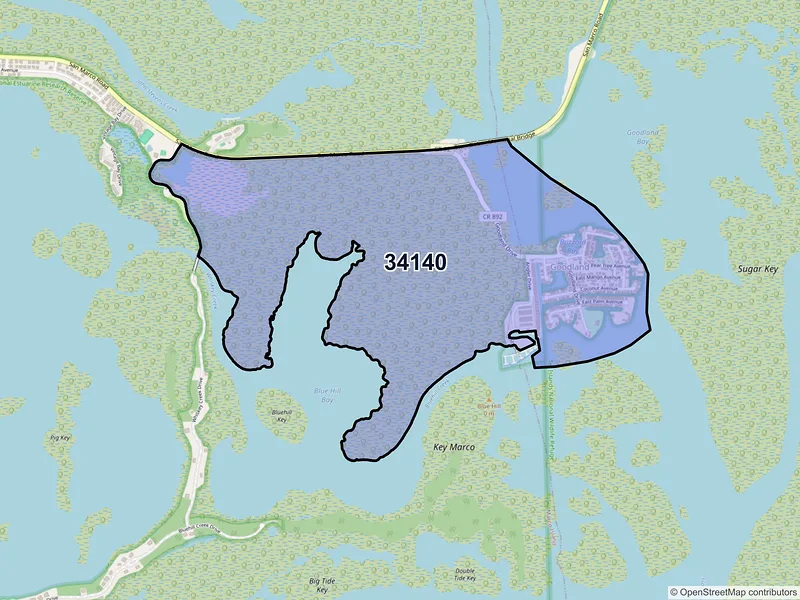 Map of Goodland, Florida and ZIP codes