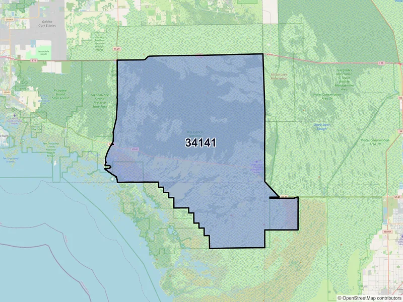 Map of ZIP Code 34141 — Ochopee, FL