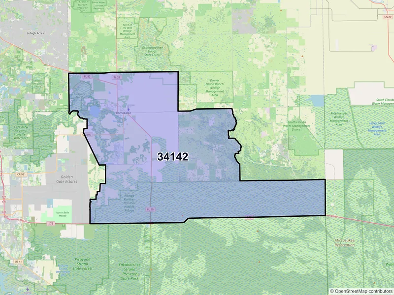 Map of ZIP Code 34142 — Immokalee, FL