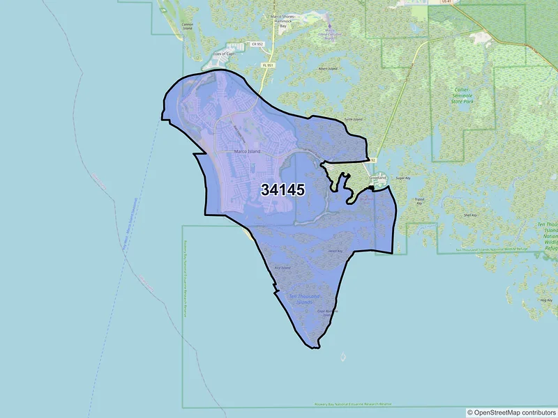 Map of ZIP Code 34145 — Marco Island, FL