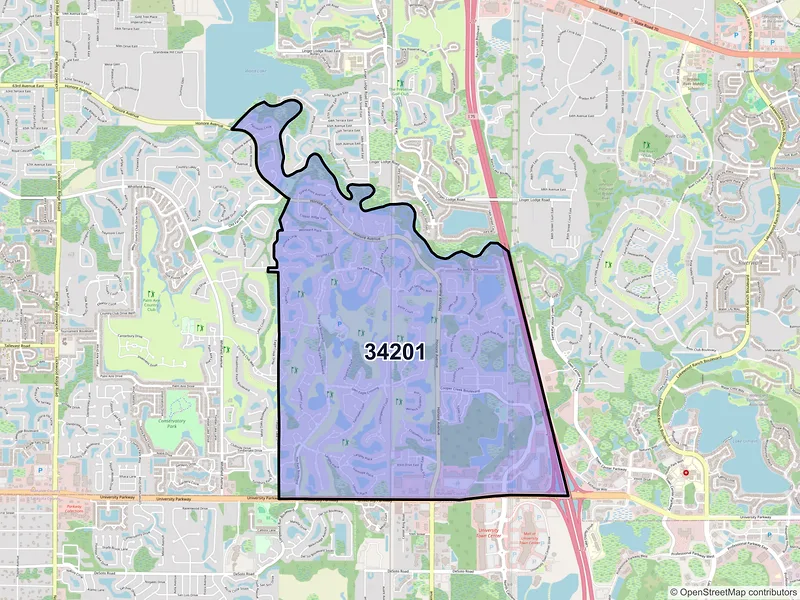Map of ZIP Code 34201 — Bradenton, FL