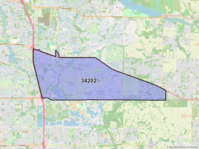 Map of ZIP Code 34202 — Bradenton, FL