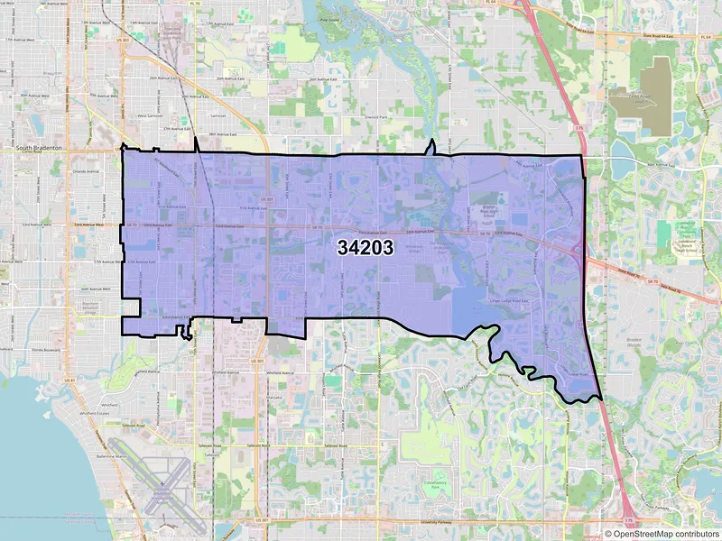 Map of ZIP Code 34203 — Bradenton, FL