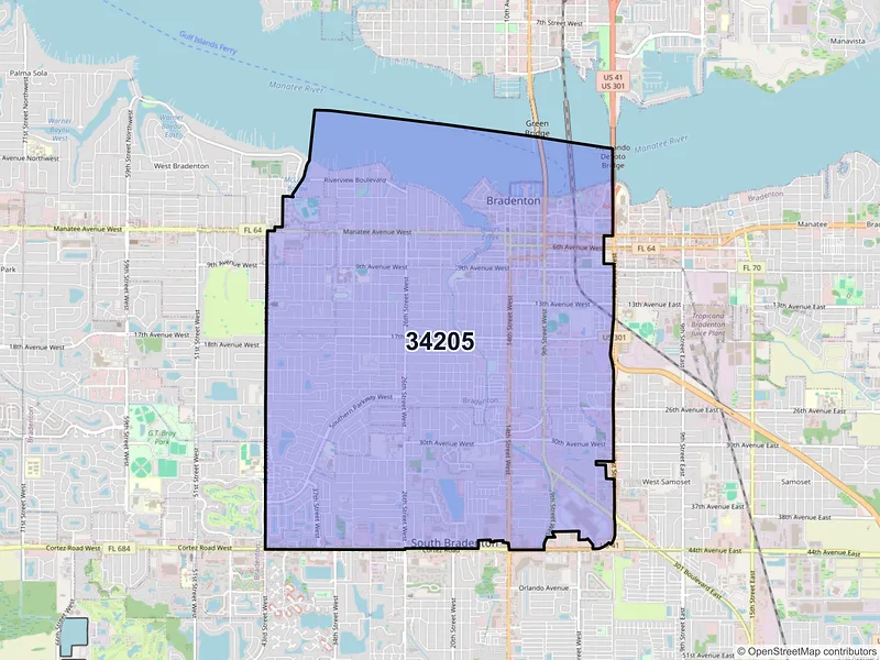 Map of ZIP Code 34205 — Bradenton, FL