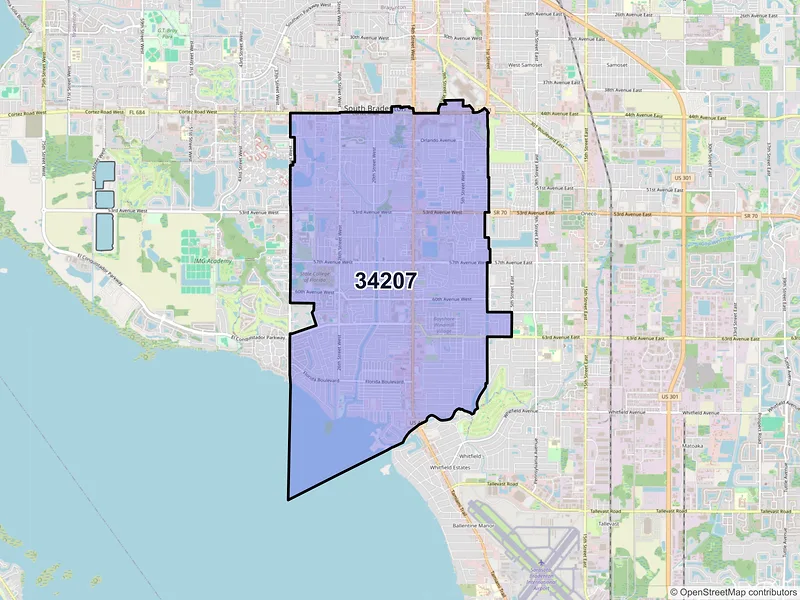 Map of ZIP Code 34207 — Bradenton, FL