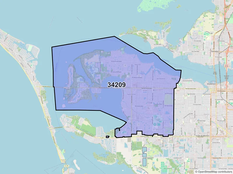 Map of ZIP Code 34209 — Bradenton, FL