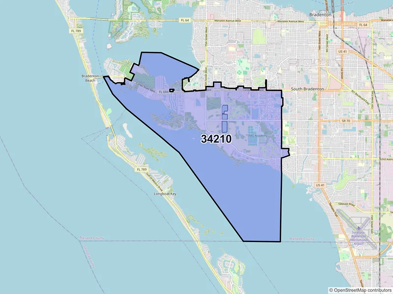 Map of ZIP Code 34210 — Bradenton, FL