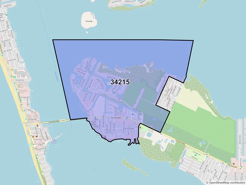 Map of ZIP Code 34215 — Cortez, FL
