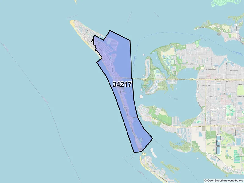 Map of ZIP Code 34217 — Bradenton Beach, FL