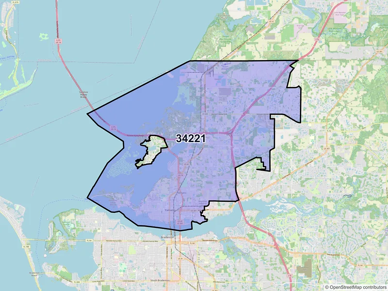 Map of ZIP Code 34221 — Palmetto, FL