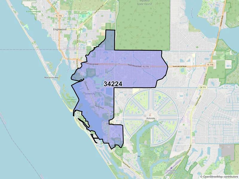 Map of ZIP Code 34224 — Englewood, FL