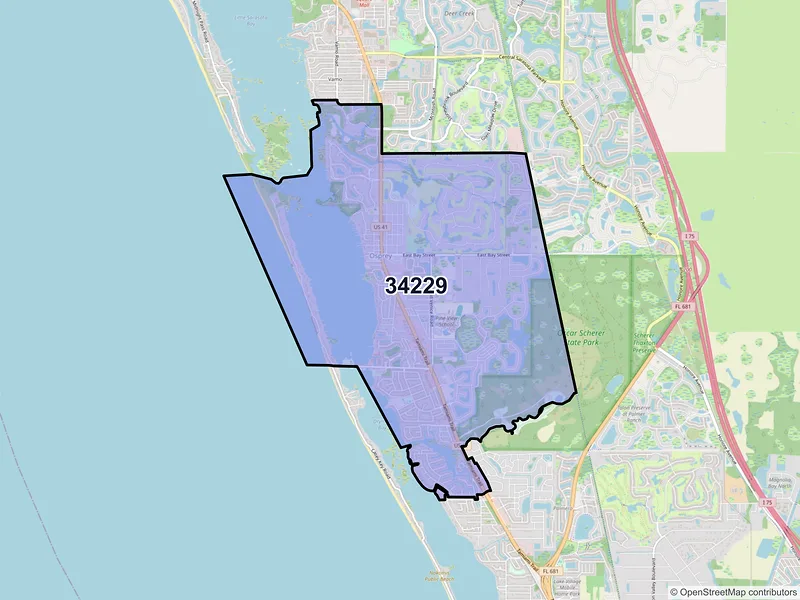 Map of ZIP Code 34229 — Osprey, FL