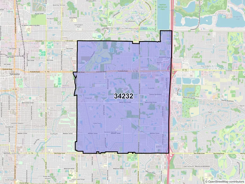 Map of ZIP Code 34232 — Sarasota, FL