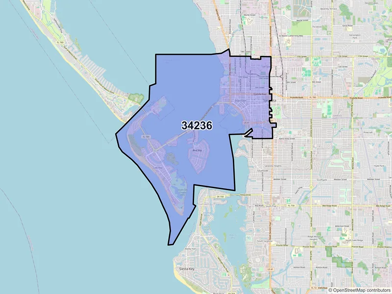 Map of ZIP Code 34236 — Sarasota, FL