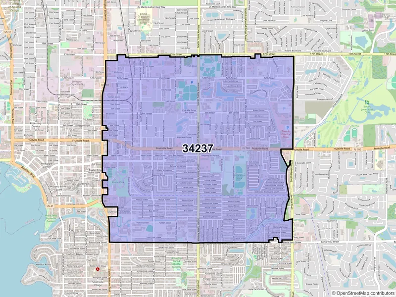 Map of ZIP Code 34237 — Sarasota, FL