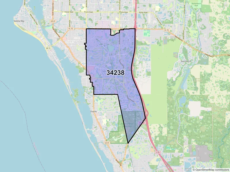 Map of ZIP Code 34238 — Sarasota, FL