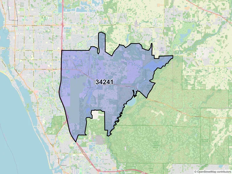 Map of ZIP Code 34241 — Sarasota, FL