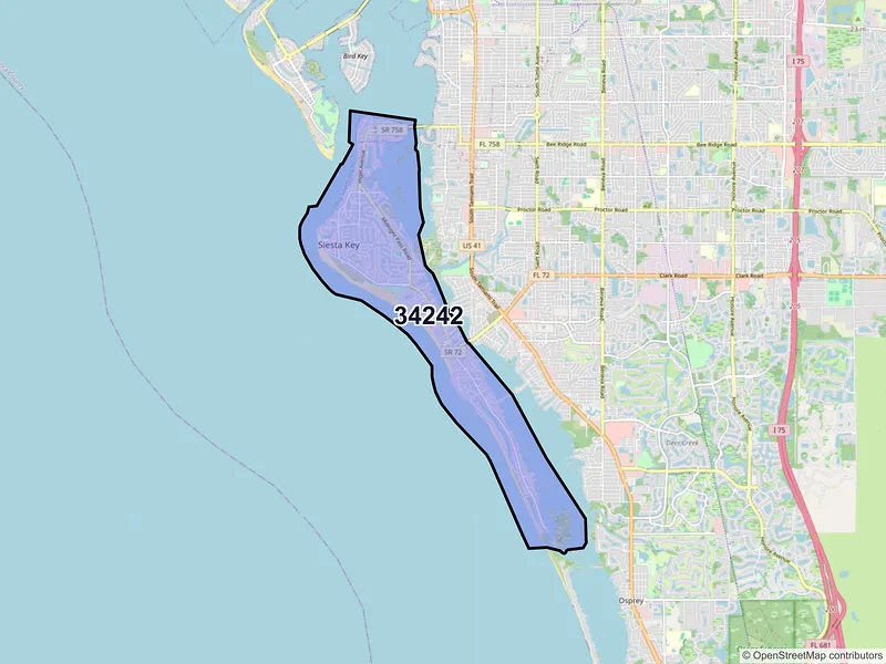 Map of ZIP Code 34242 — Sarasota, FL