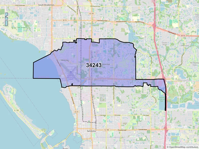 Map of ZIP Code 34243 — Sarasota, FL