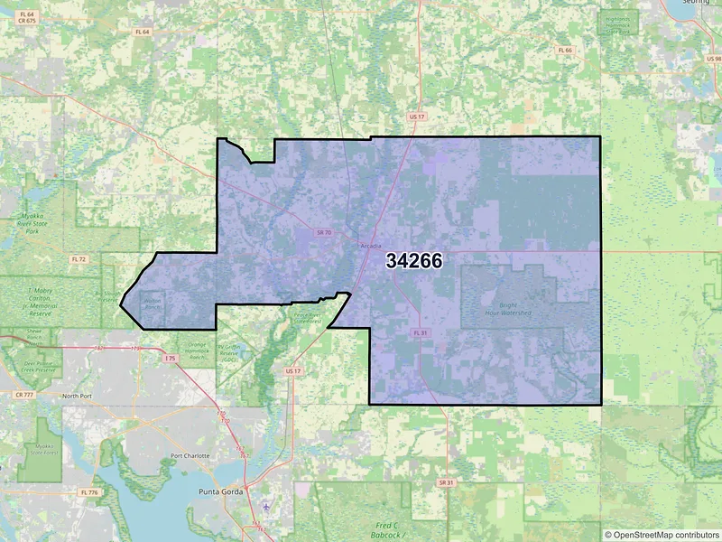 Map of ZIP Code 34266 — Arcadia, FL