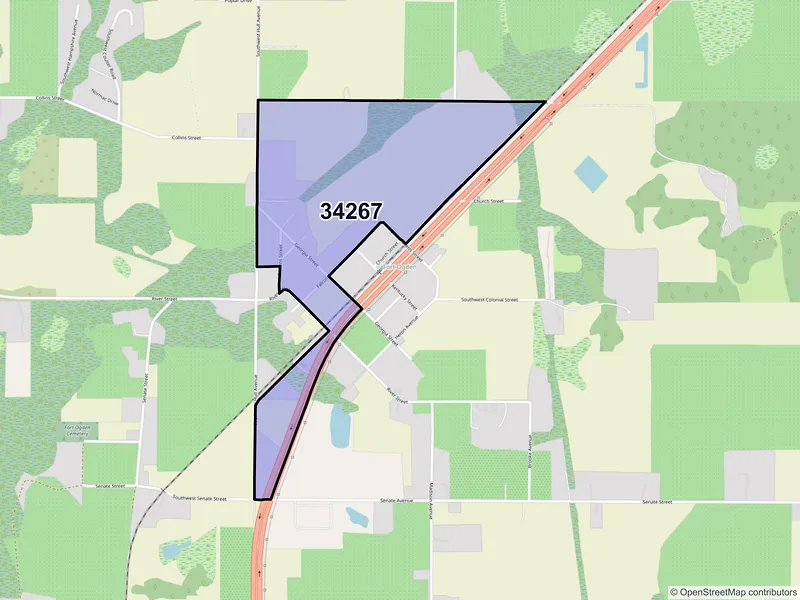 Map of Fort Ogden, Florida and ZIP codes