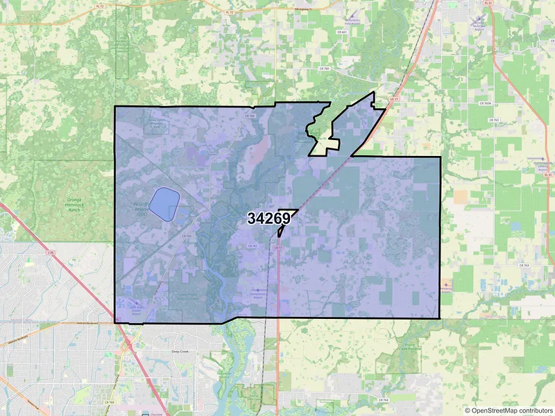 Map of ZIP Code 34269 — Arcadia, FL