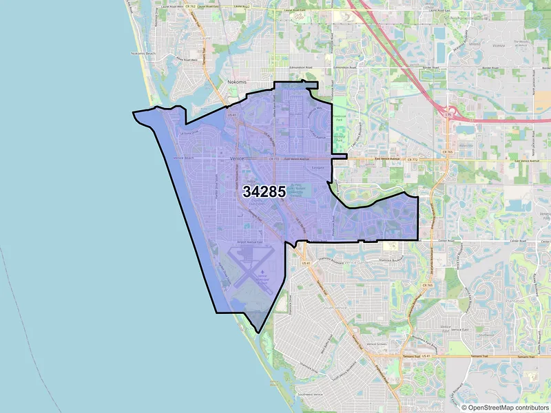 Map of ZIP Code 34285 — Venice, FL