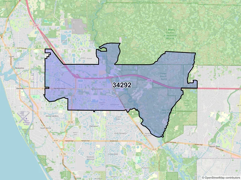 Map of ZIP Code 34292 — Venice, FL