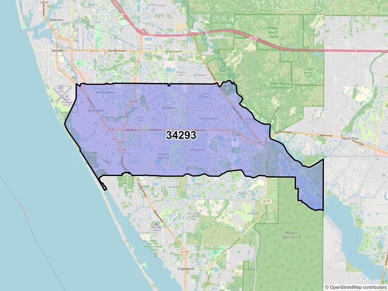 Map of ZIP Code 34293 — Venice, FL