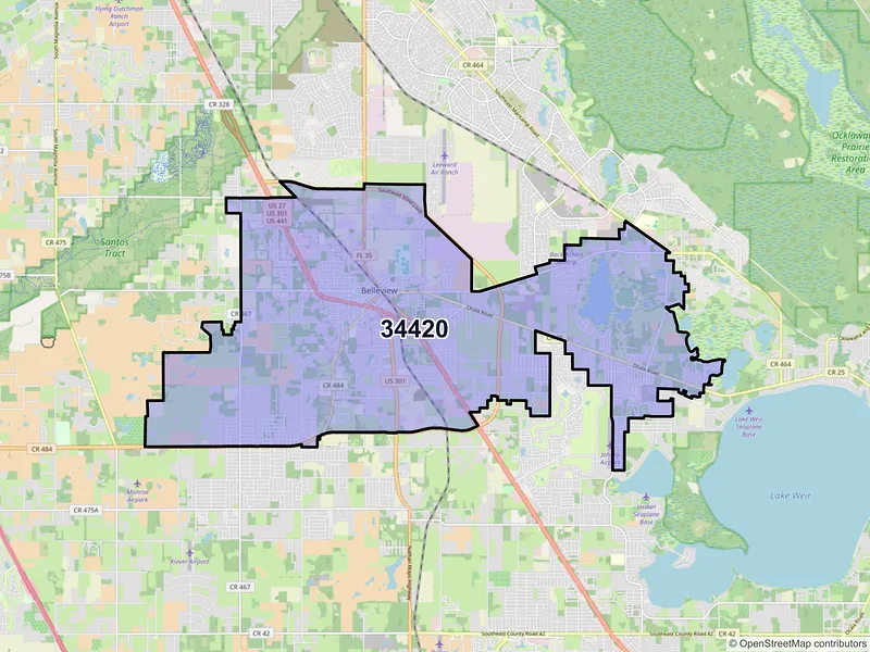 Map of ZIP Code 34420 — Belleview, FL
