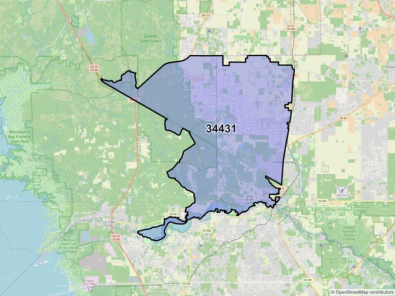 Map of ZIP Code 34431 — Dunnellon, FL