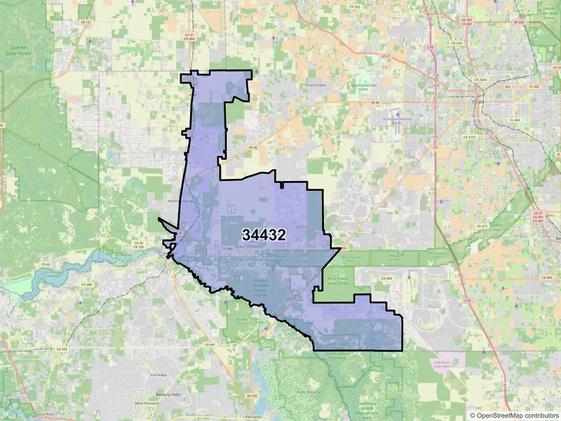 Map of ZIP Code 34432 — Dunnellon, FL