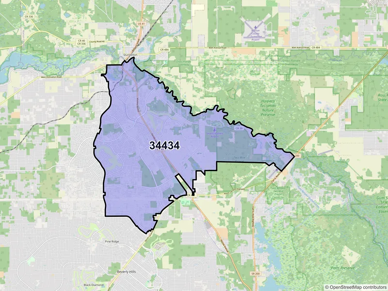 Map of ZIP Code 34434 — Dunnellon, FL