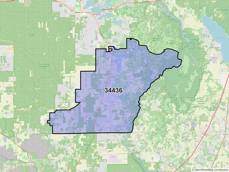 Map of ZIP Code 34436 — Floral City, FL