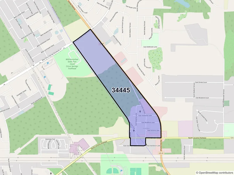 Map of Holder, Florida and ZIP codes