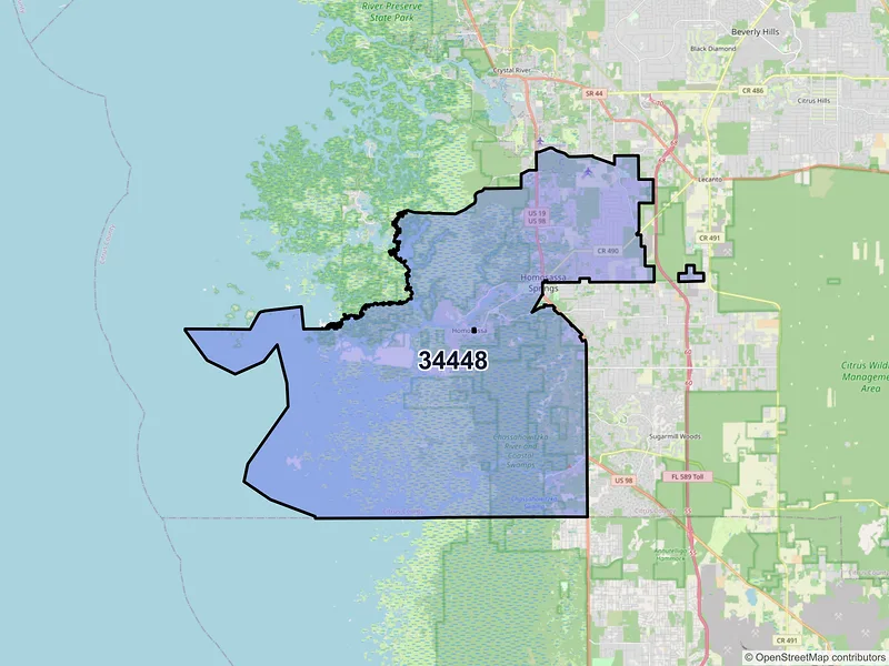 Map of ZIP Code 34448 — Homosassa, FL
