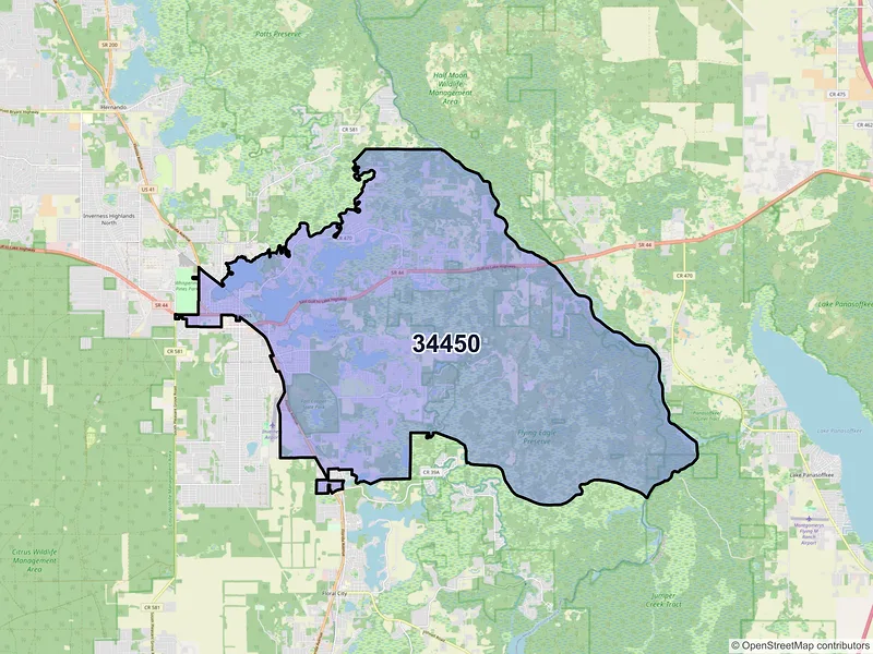 Map of ZIP Code 34450 — Inverness, FL