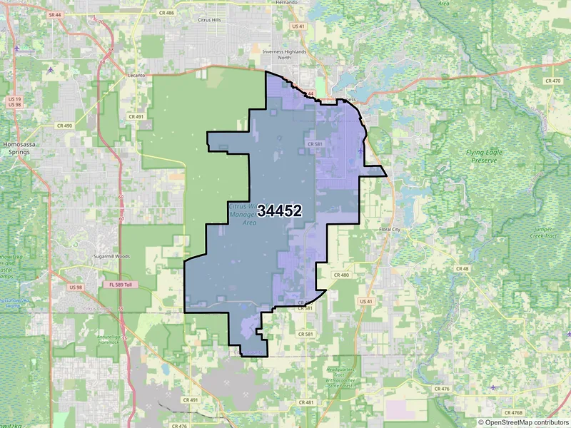 Map of ZIP Code 34452 — Inverness, FL