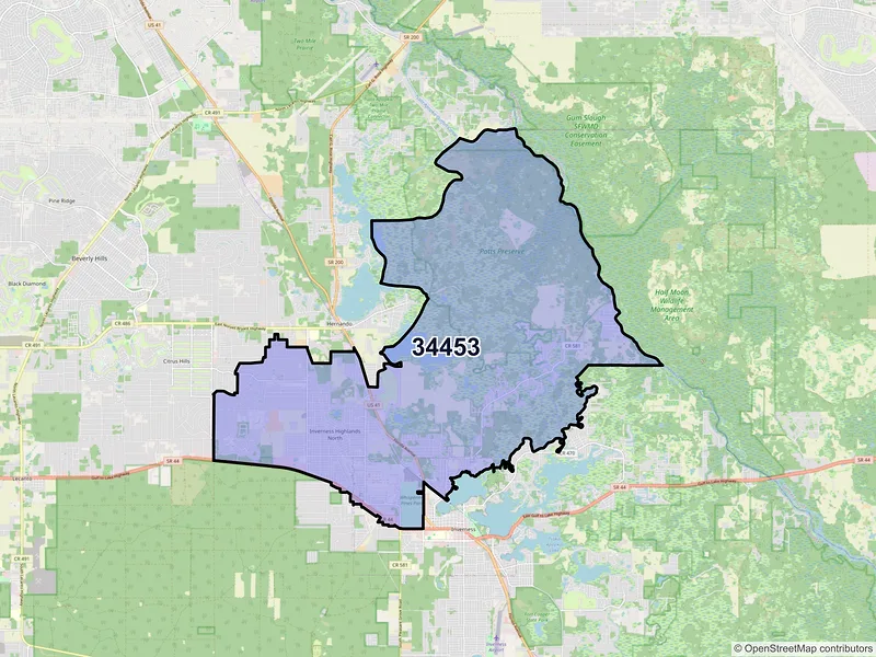 Map of ZIP Code 34453 — Inverness, FL