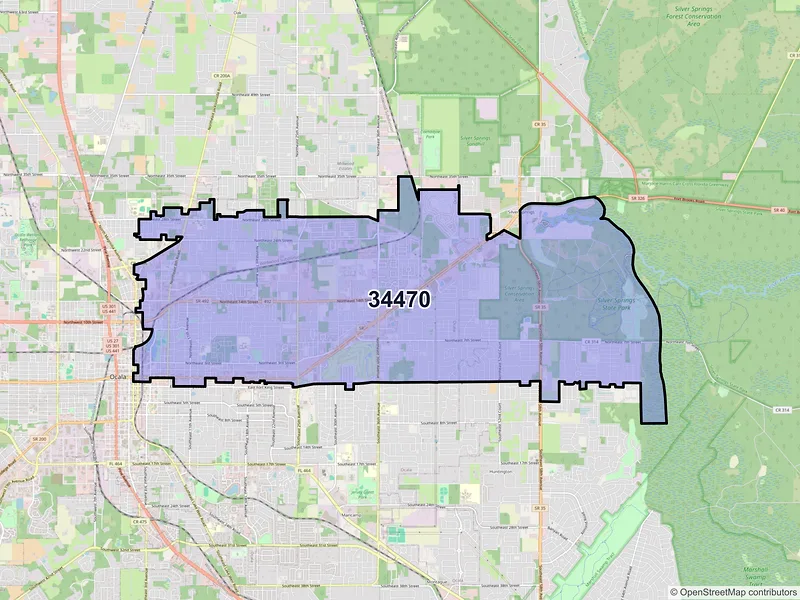 Map of ZIP Code 34470 — Ocala, FL