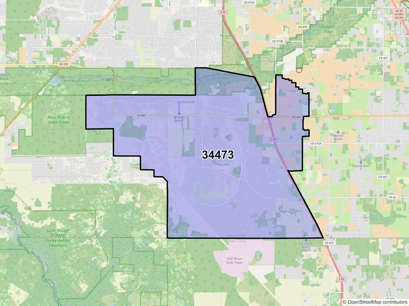 Map of ZIP Code 34473 — Ocala, FL