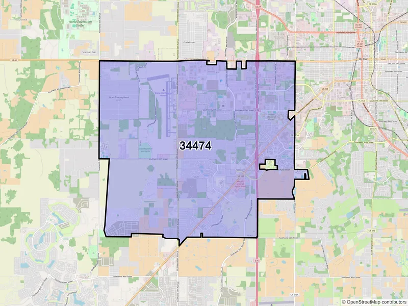 Map of ZIP Code 34474 — Ocala, FL