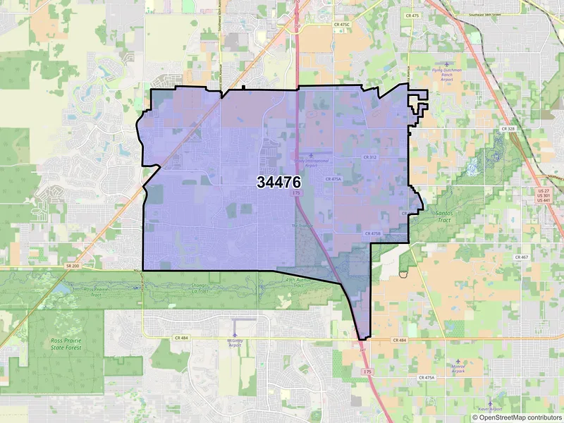Map of ZIP Code 34476 — Ocala, FL