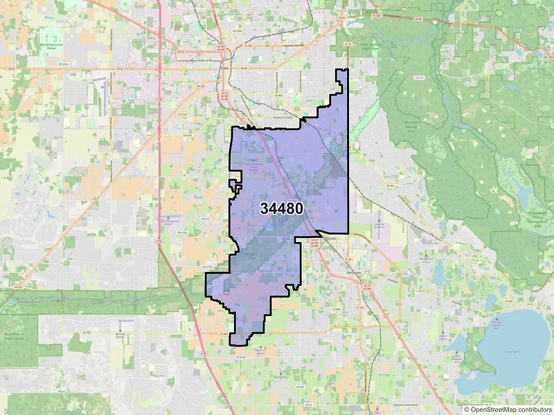 Map of ZIP Code 34480 — Ocala, FL