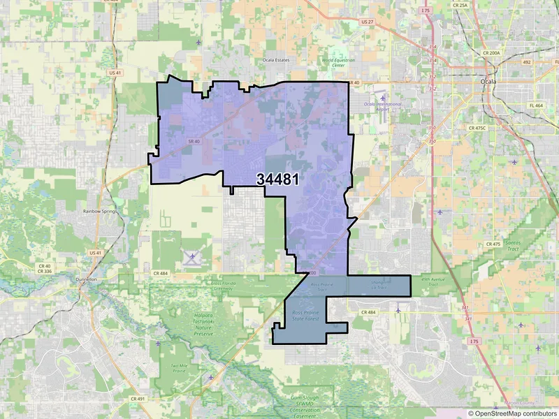 Map of ZIP Code 34481 — Ocala, FL