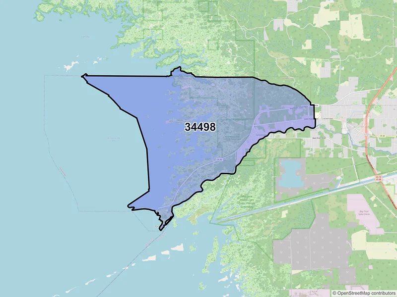 Map of Yankeetown, Florida and ZIP codes