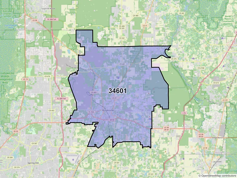 Map of ZIP Code 34601 — Brooksville, FL