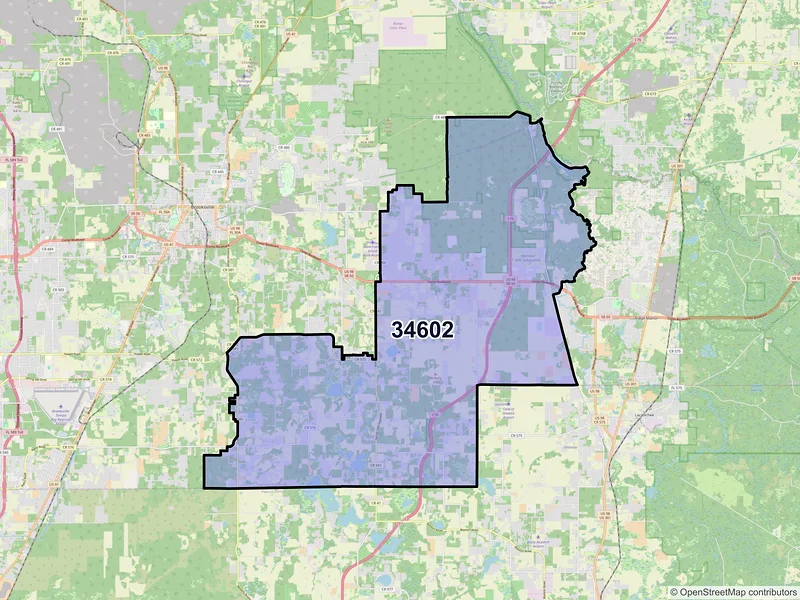 Map of ZIP Code 34602 — Brooksville, FL