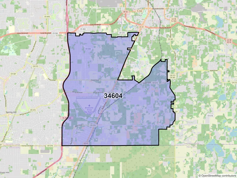 Map of ZIP Code 34604 — Brooksville, FL